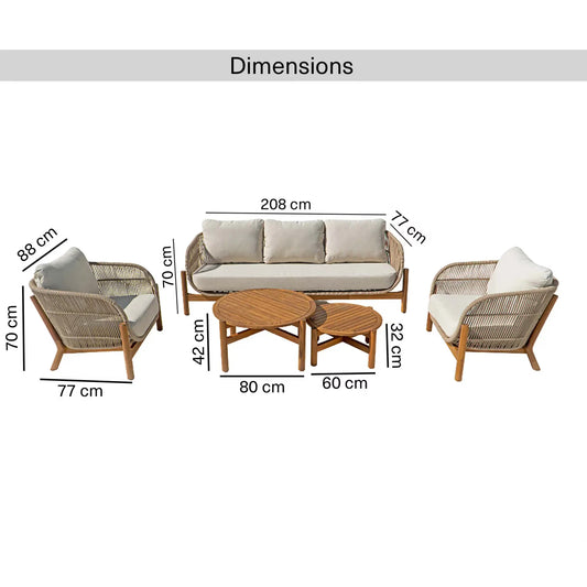 Outdoor sofa set 3+1+1+ coffee table - beige