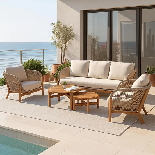 Outdoor sofa set 3+1+1+ coffee table - beige